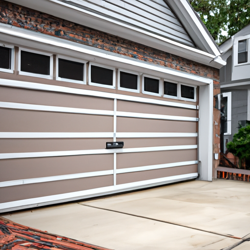 Suburban Haddonfield garage with a modern sectional door and opener rail visible, driveway and house façade in view.